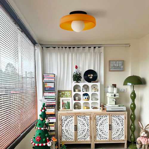 12-Inch Round Glass Shade Flush Mount Ceiling Light | Temsk