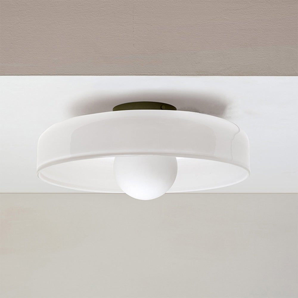 12-Inch Round Glass Shade Flush Mount Ceiling Light | Temsk