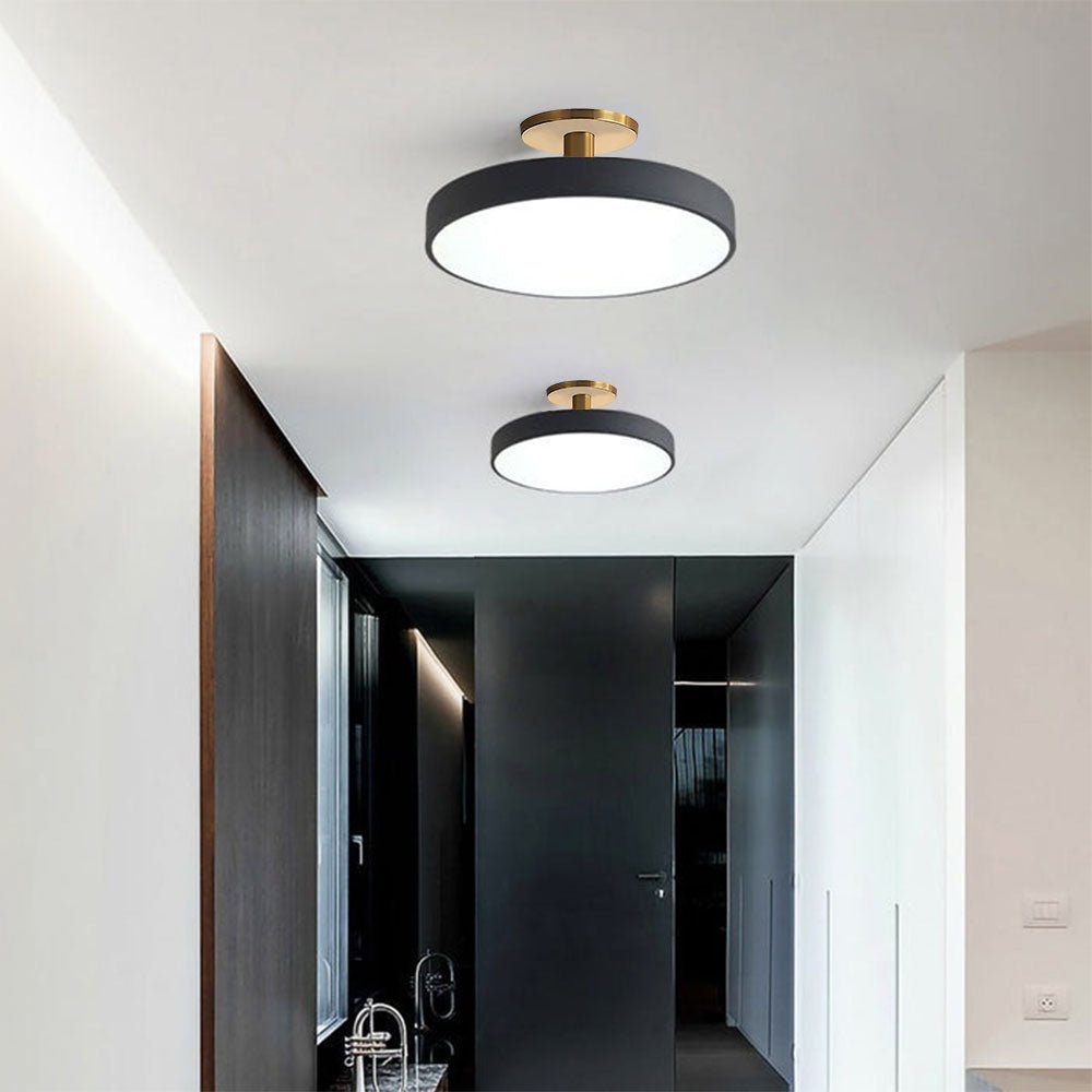 12-Inch Diameter Round Flush-Mount Ceiling Light With Metal Frame | Temsk