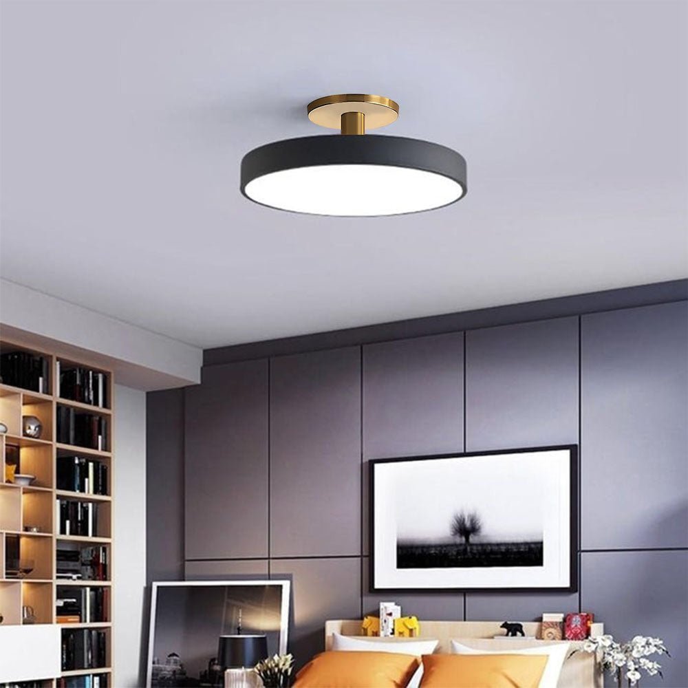 12-Inch Diameter Round Flush-Mount Ceiling Light With Metal Frame | Temsk