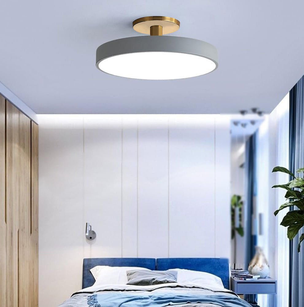 12-Inch Diameter Round Flush-Mount Ceiling Light With Metal Frame | Temsk