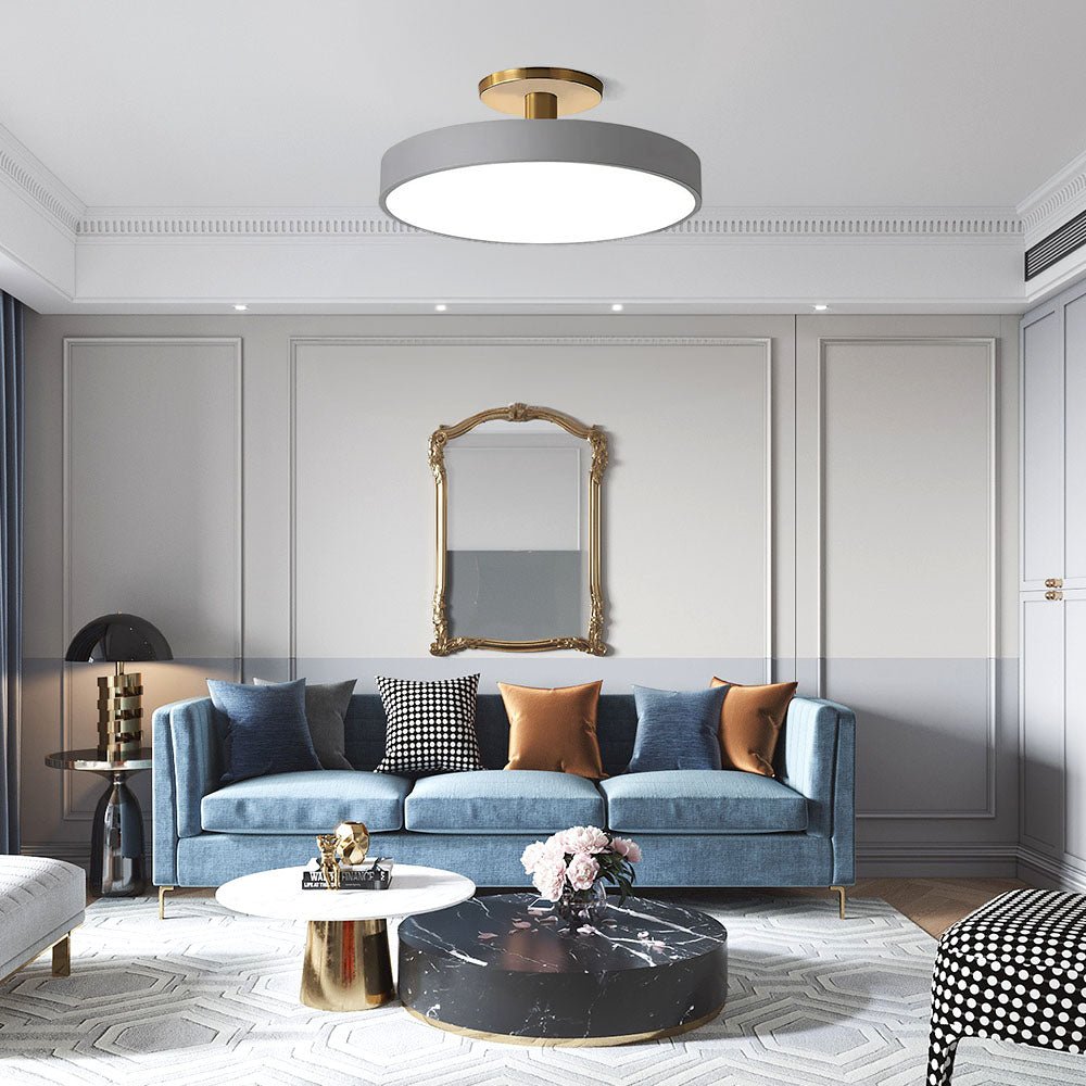 12-Inch Diameter Round Flush-Mount Ceiling Light With Metal Frame | Temsk