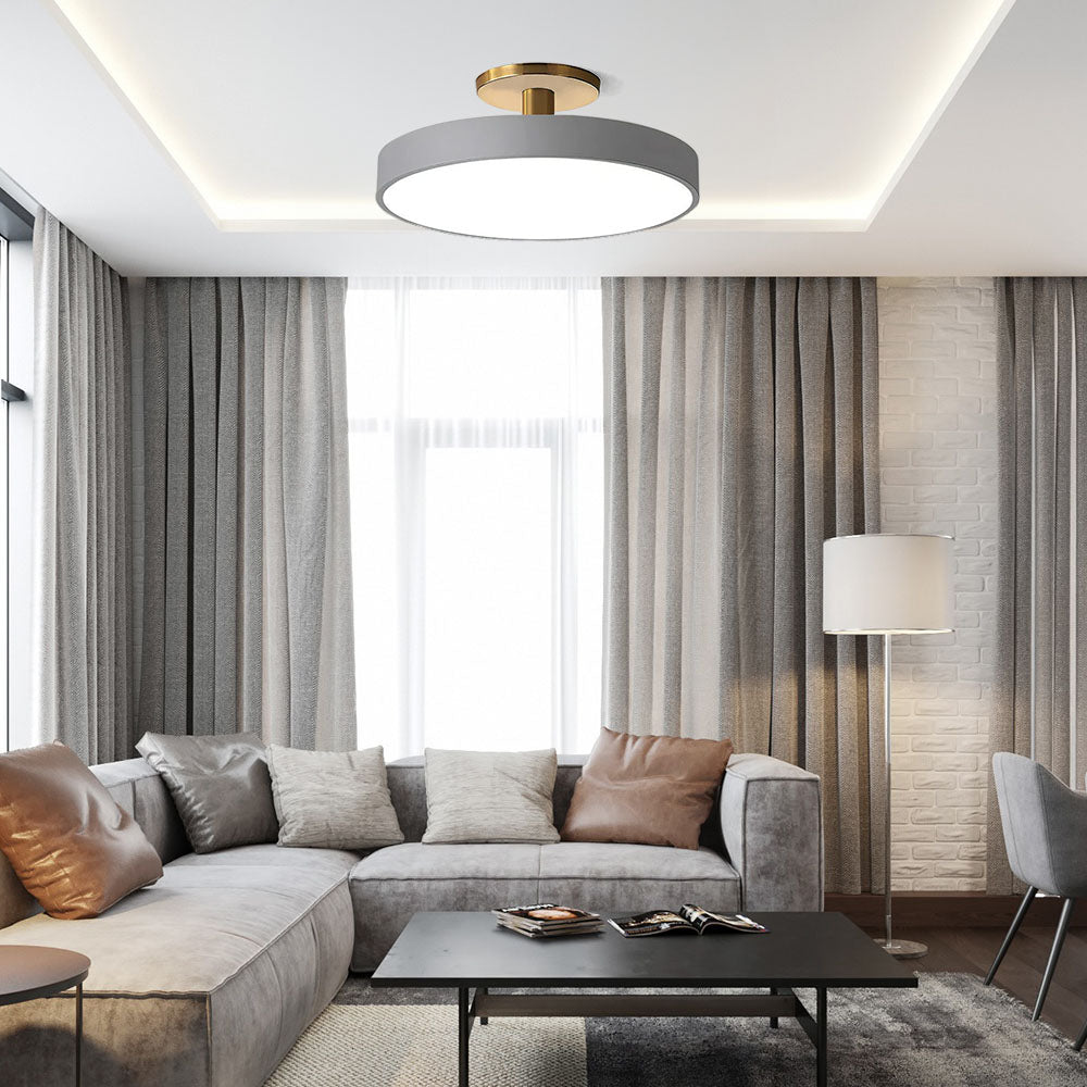 12-Inch Diameter Round Flush-Mount Ceiling Light With Metal Frame | Temsk
