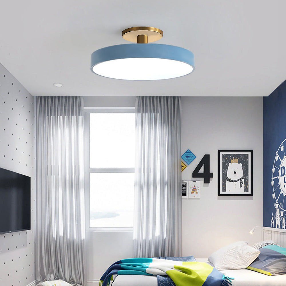 12-Inch Diameter Round Flush-Mount Ceiling Light With Metal Frame | Temsk