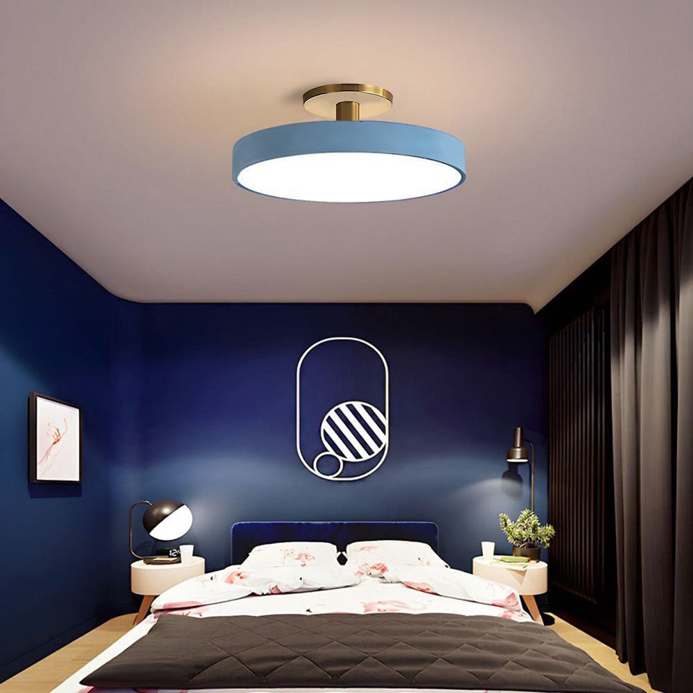 12-Inch Diameter Round Flush-Mount Ceiling Light With Metal Frame | Temsk