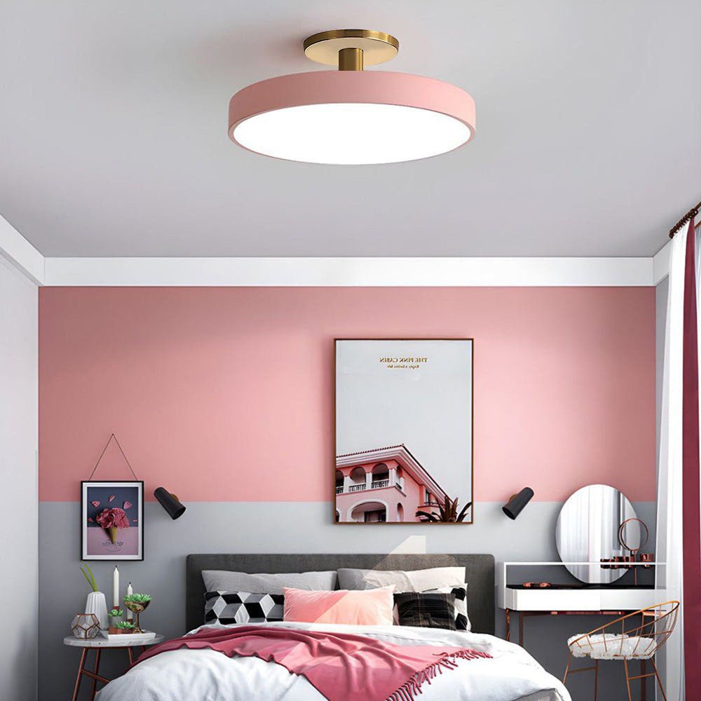 12-Inch Diameter Round Flush-Mount Ceiling Light With Metal Frame | Temsk