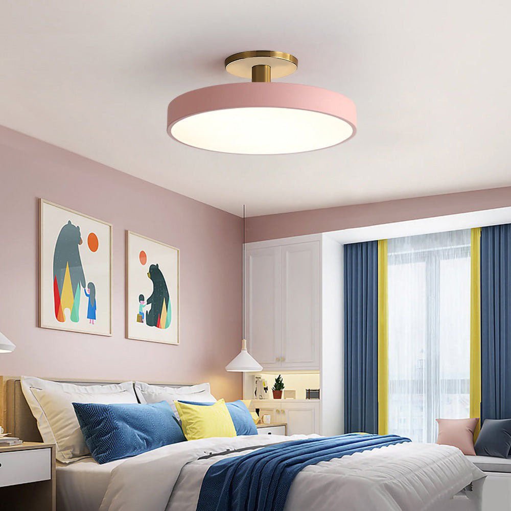 12-Inch Diameter Round Flush-Mount Ceiling Light With Metal Frame | Temsk