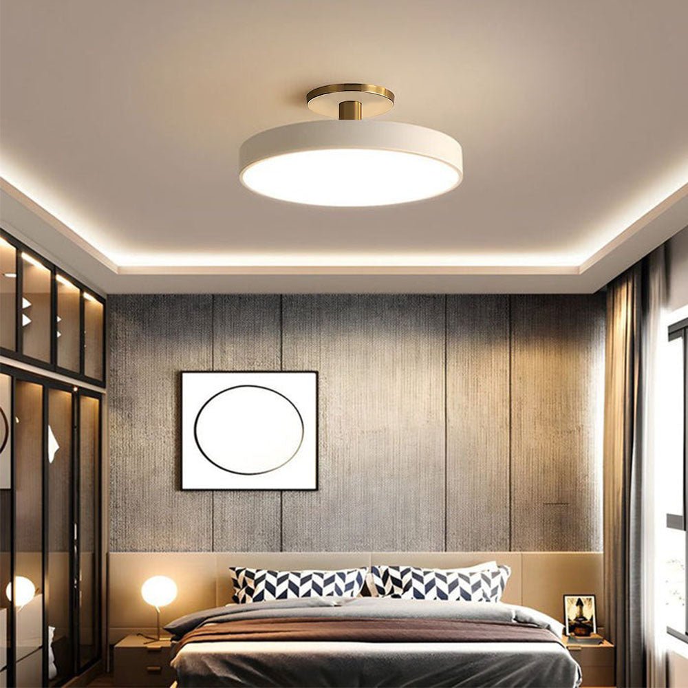 12-Inch Diameter Round Flush-Mount Ceiling Light With Metal Frame | Temsk