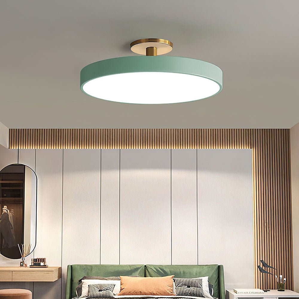 12-Inch Diameter Round Flush-Mount Ceiling Light With Metal Frame | Temsk
