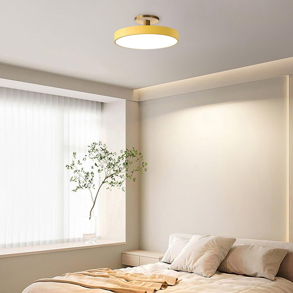 12-Inch Diameter Round Flush-Mount Ceiling Light With Metal Frame | Temsk