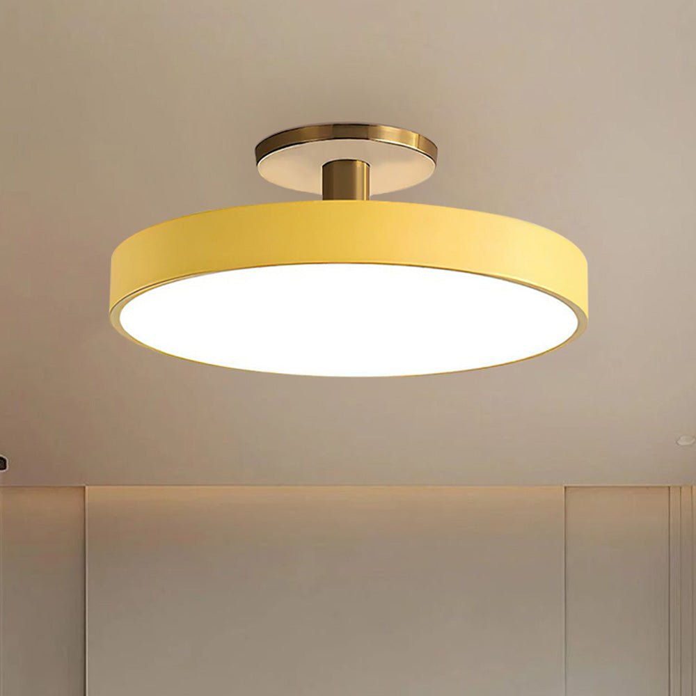 12-Inch Diameter Round Flush-Mount Ceiling Light With Metal Frame | Temsk