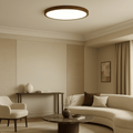 Wood Detail Round Flush Mount Ceiling Light, 12 Inch Diameter | Temsk