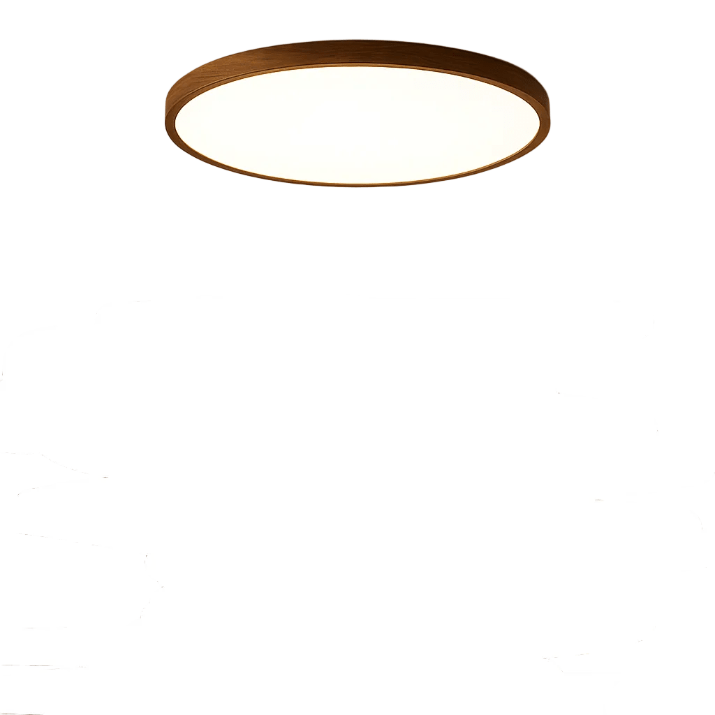 Wood Detail Round Flush Mount Ceiling Light, 12 Inch Diameter | Temsk