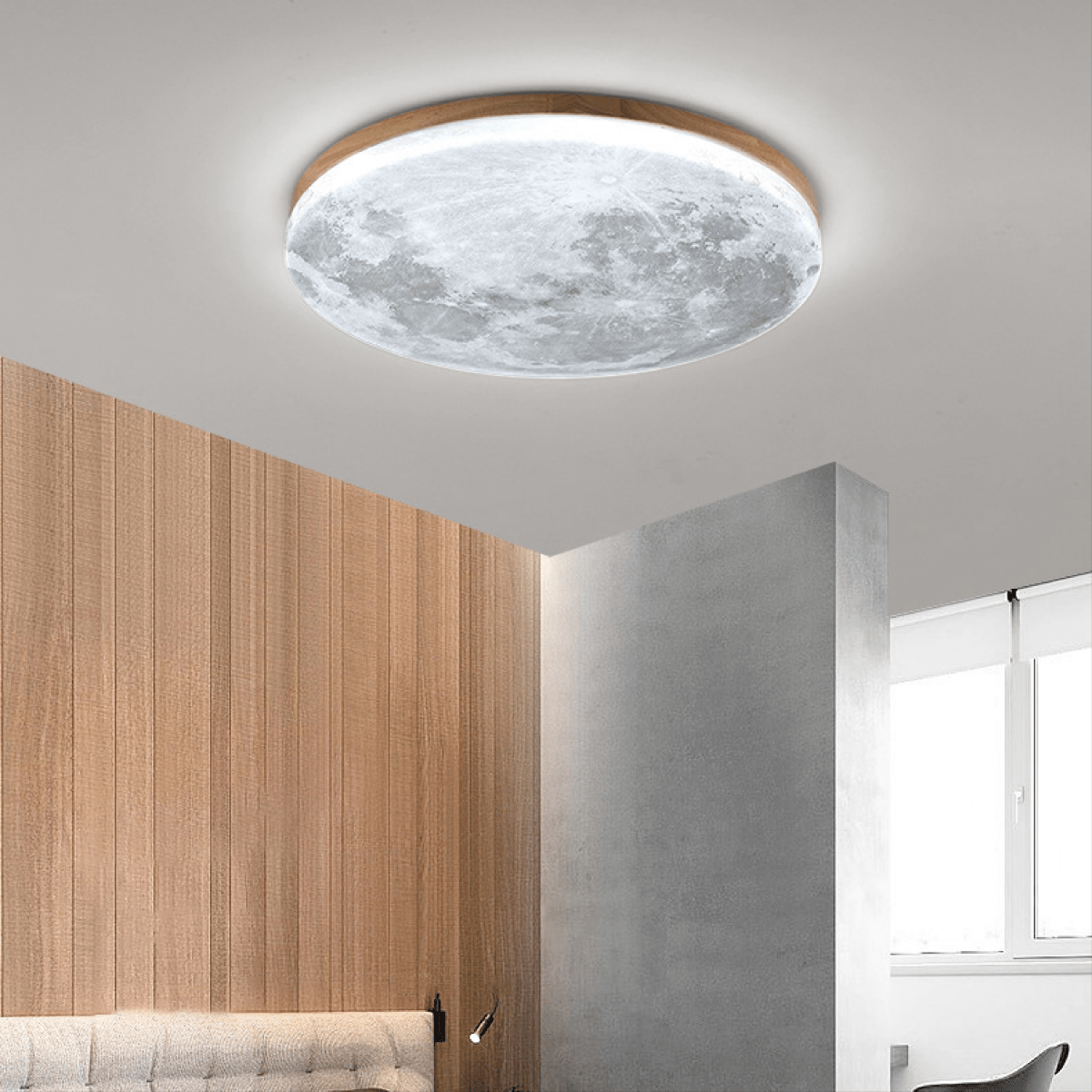 Flush Mount Round LED Ceiling Light, 12-Inch Diameter, White Finish | Temsk