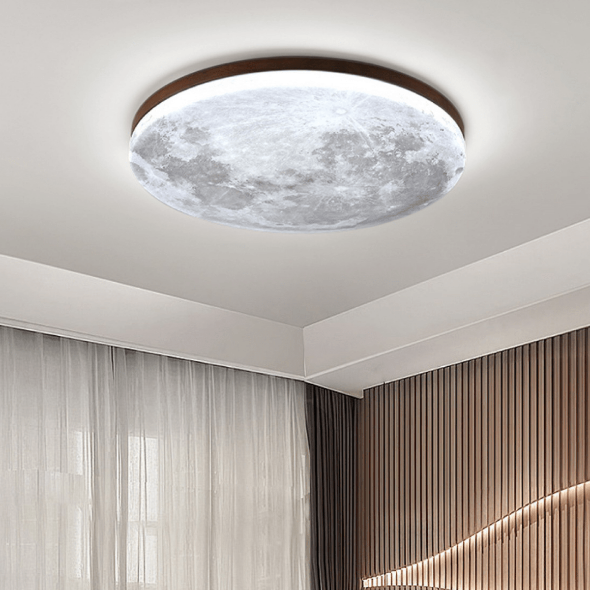 Flush Mount Round LED Ceiling Light, 12-Inch Diameter, White Finish | Temsk