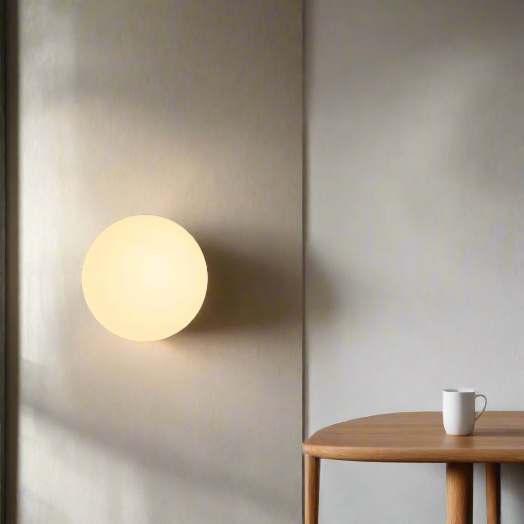 Round Glass LED Wall Sconce, Minimalist Design, 1 Light Fixture | Temsk