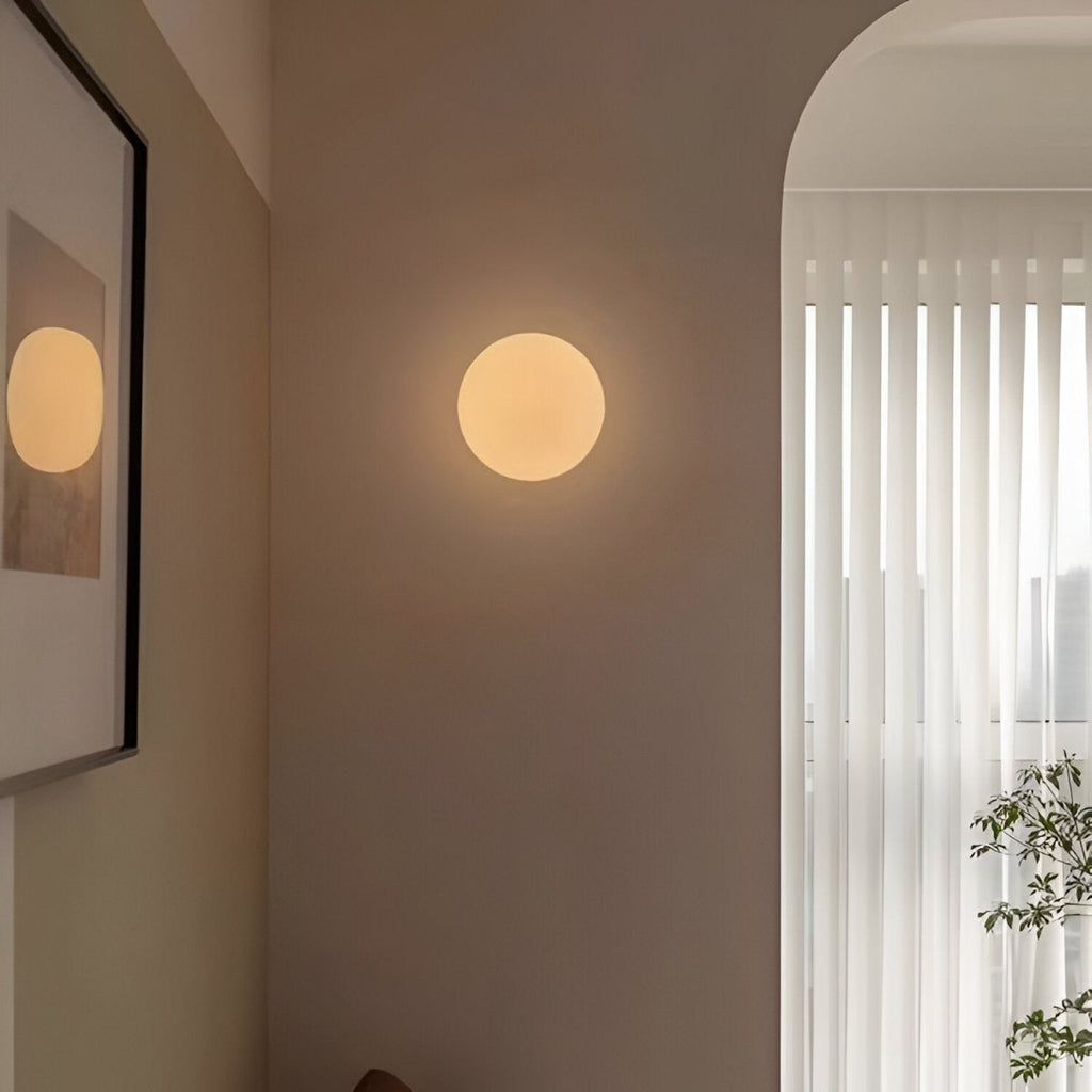 Round Glass LED Wall Sconce, Minimalist Design, 1 Light Fixture | Temsk