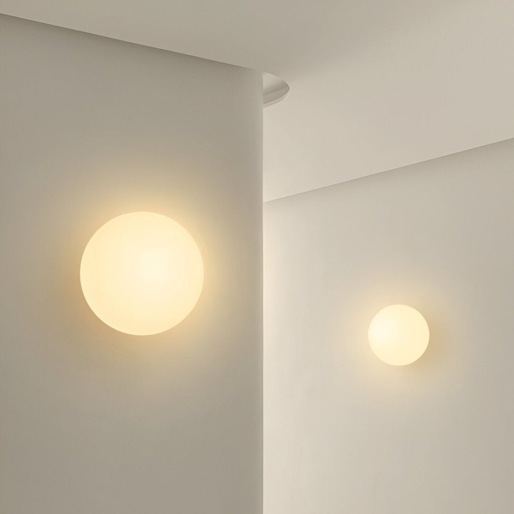 Round Glass LED Wall Sconce, Minimalist Design, 1 Light Fixture | Temsk
