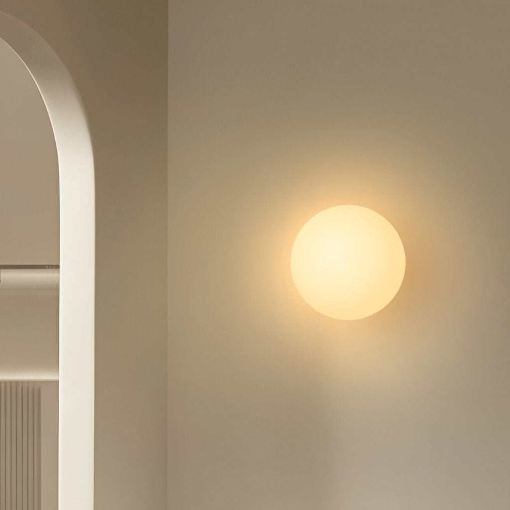 Round Glass LED Wall Sconce, Minimalist Design, 1 Light Fixture | Temsk