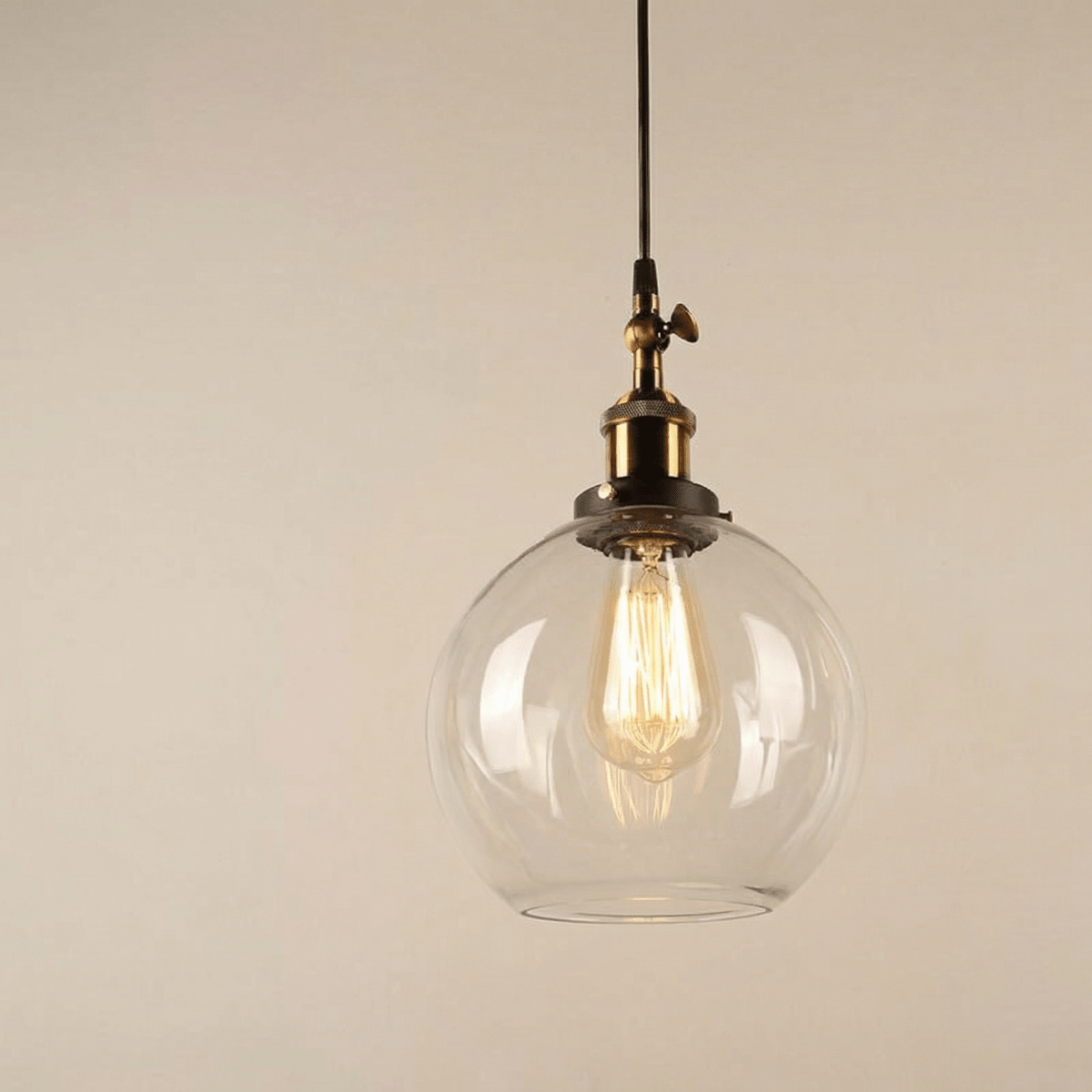 Vintage Style Round Glass Pendant Light Fixture, 12-Inch Diameter | Temsk