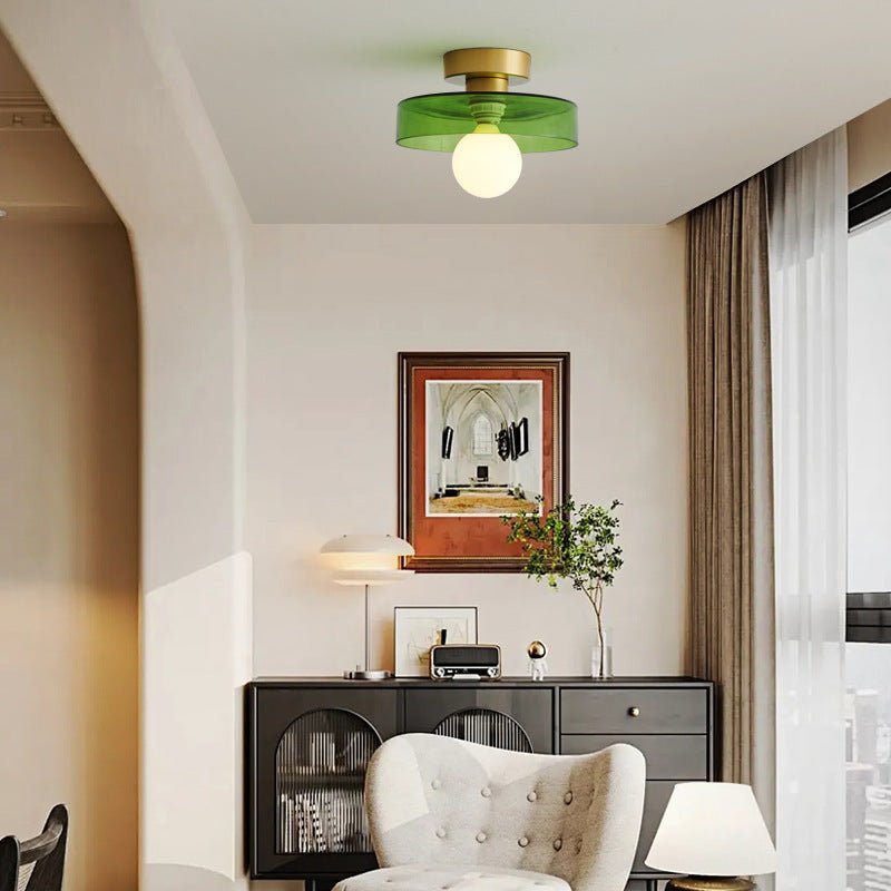 Ceiling Light Fixture With Round Glass Shade - 12 Inch Diameter | Temsk