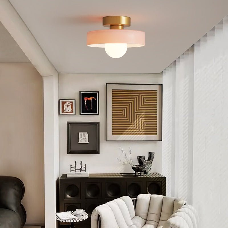 Ceiling Light Fixture With Round Glass Shade - 12 Inch Diameter | Temsk
