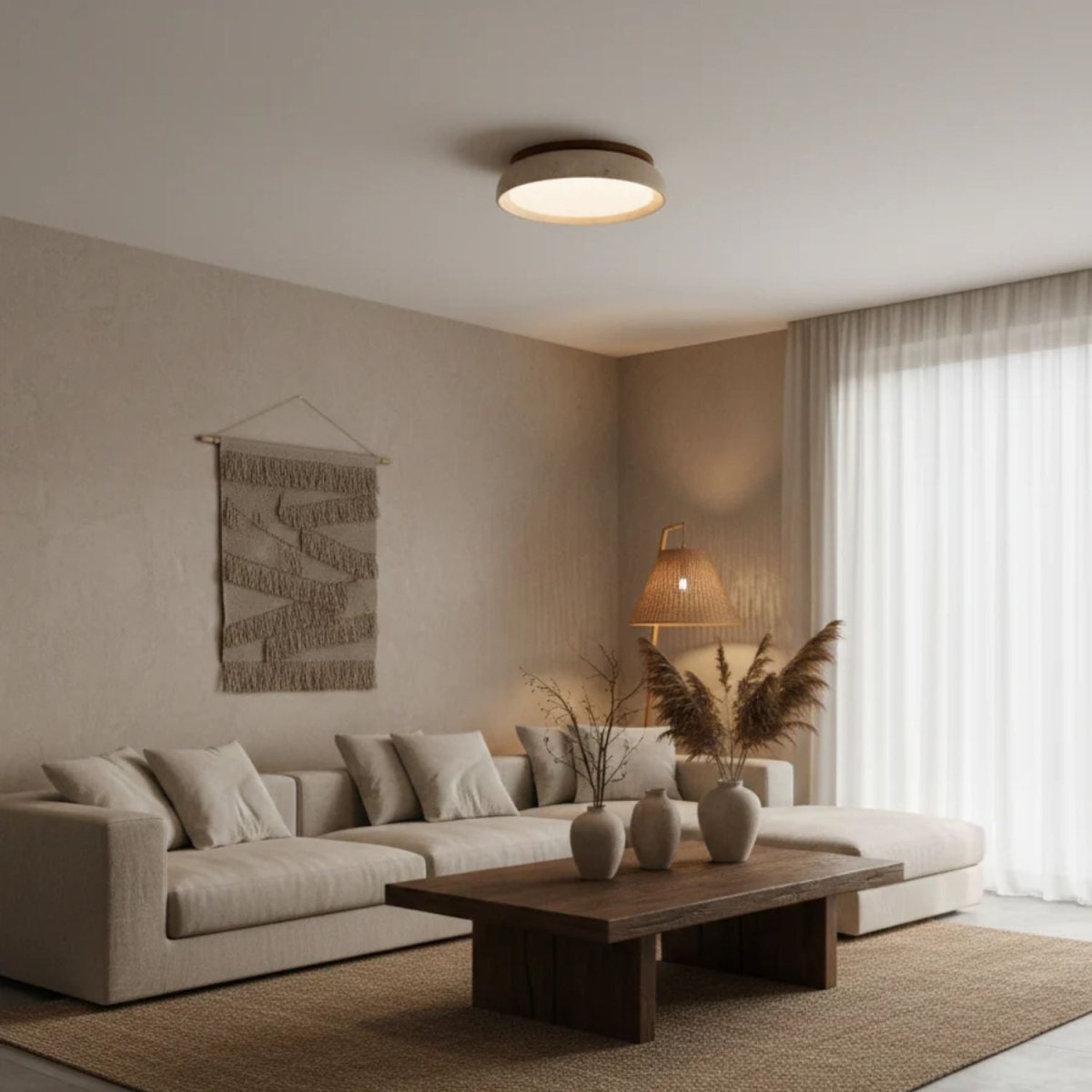 Circular LED Ceiling Light With Stone Frame, 12 Inch Diameter | Temsk