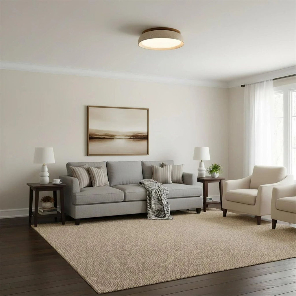 Circular LED Ceiling Light With Stone Frame, 12 Inch Diameter | Temsk