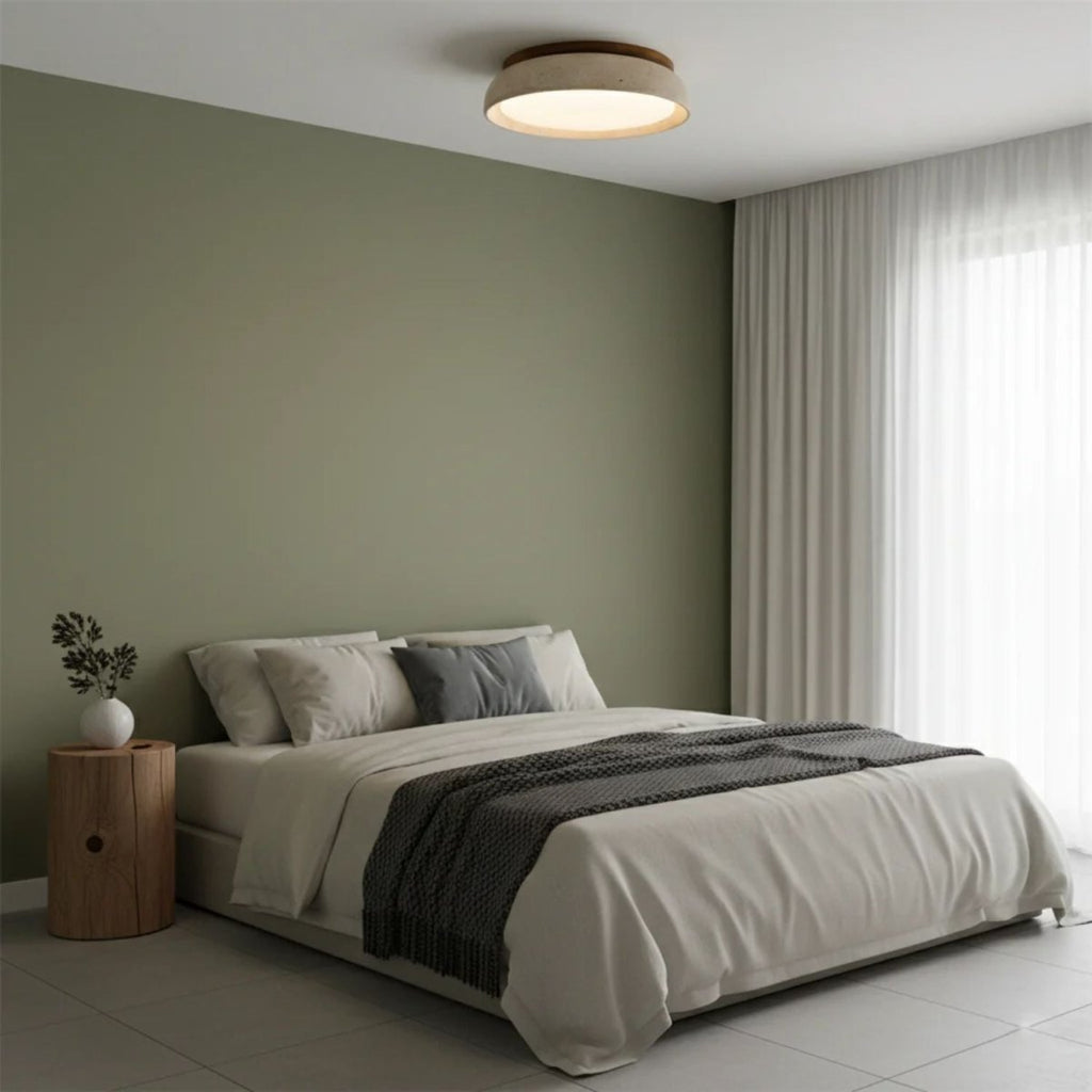 Circular LED Ceiling Light With Stone Frame, 12 Inch Diameter | Temsk