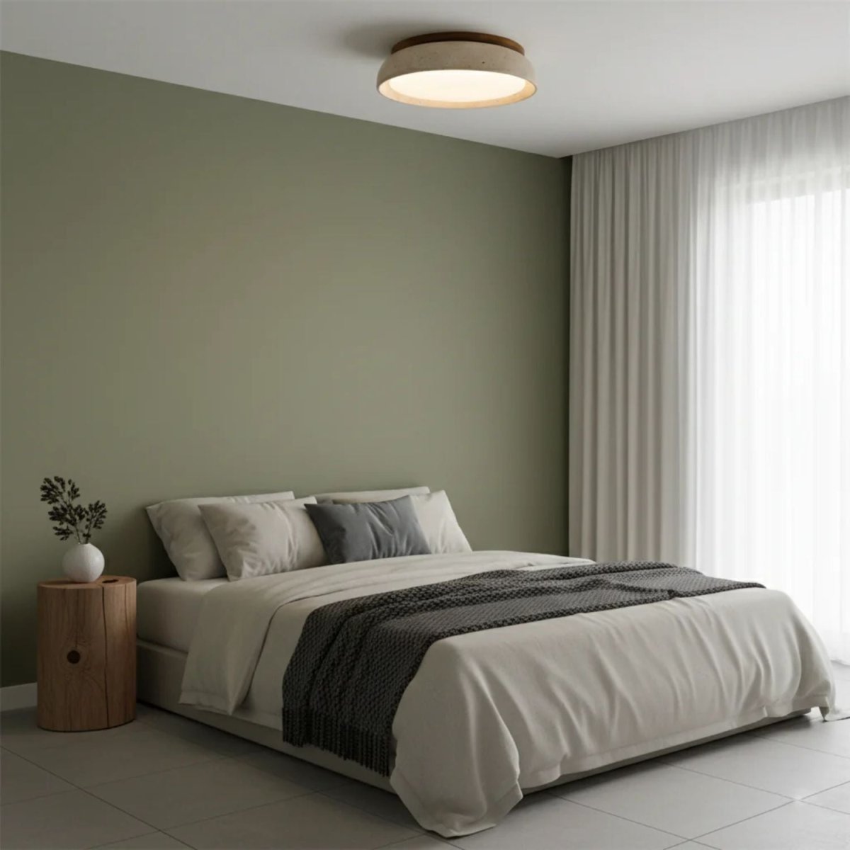 Circular LED Ceiling Light With Stone Frame, 12 Inch Diameter | Temsk