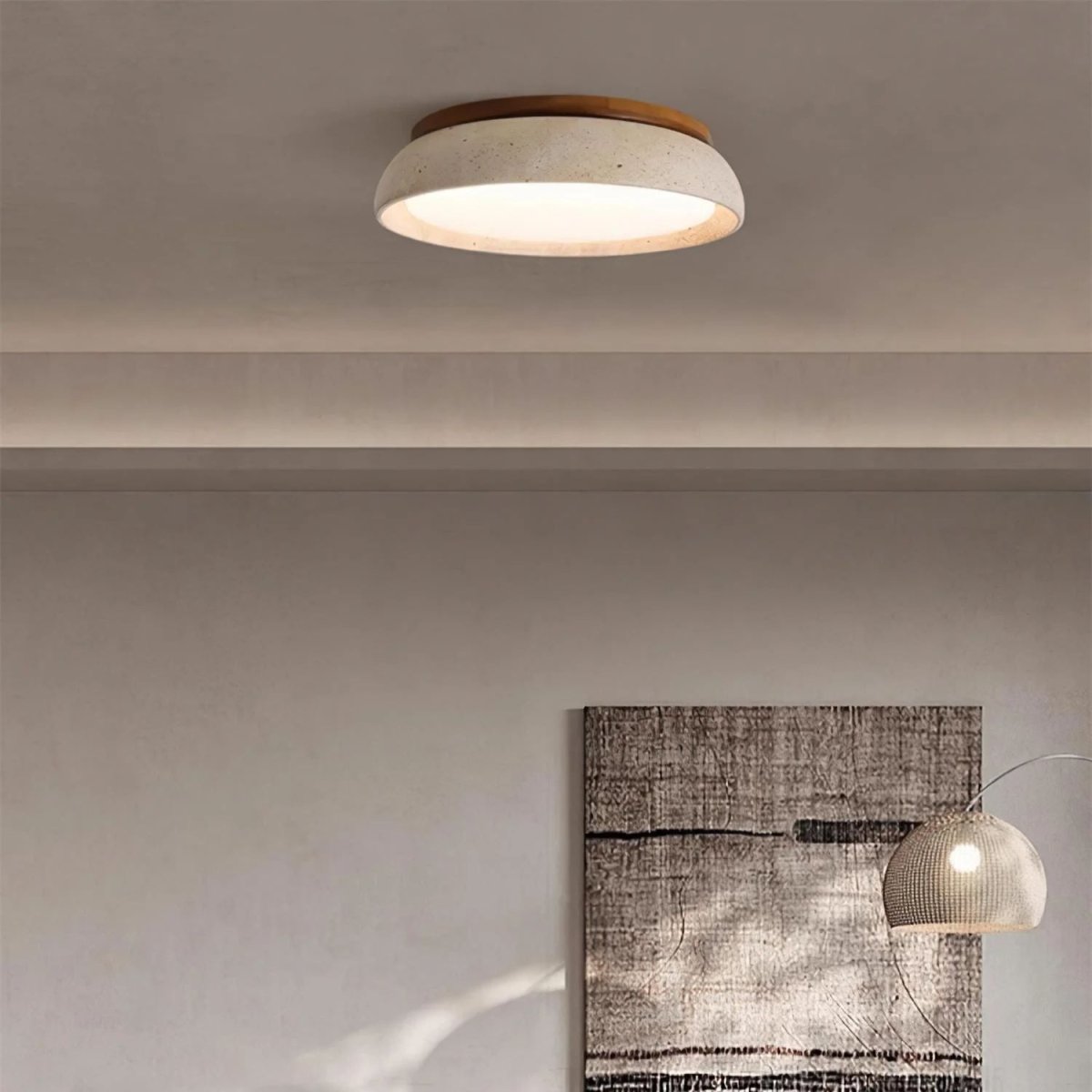 Circular LED Ceiling Light With Stone Frame, 12 Inch Diameter | Temsk