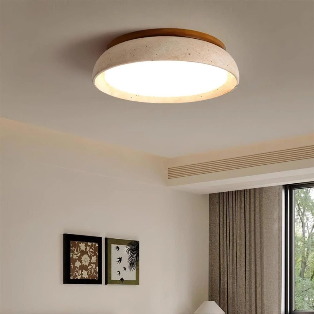 Circular LED Ceiling Light With Stone Frame, 12 Inch Diameter | Temsk