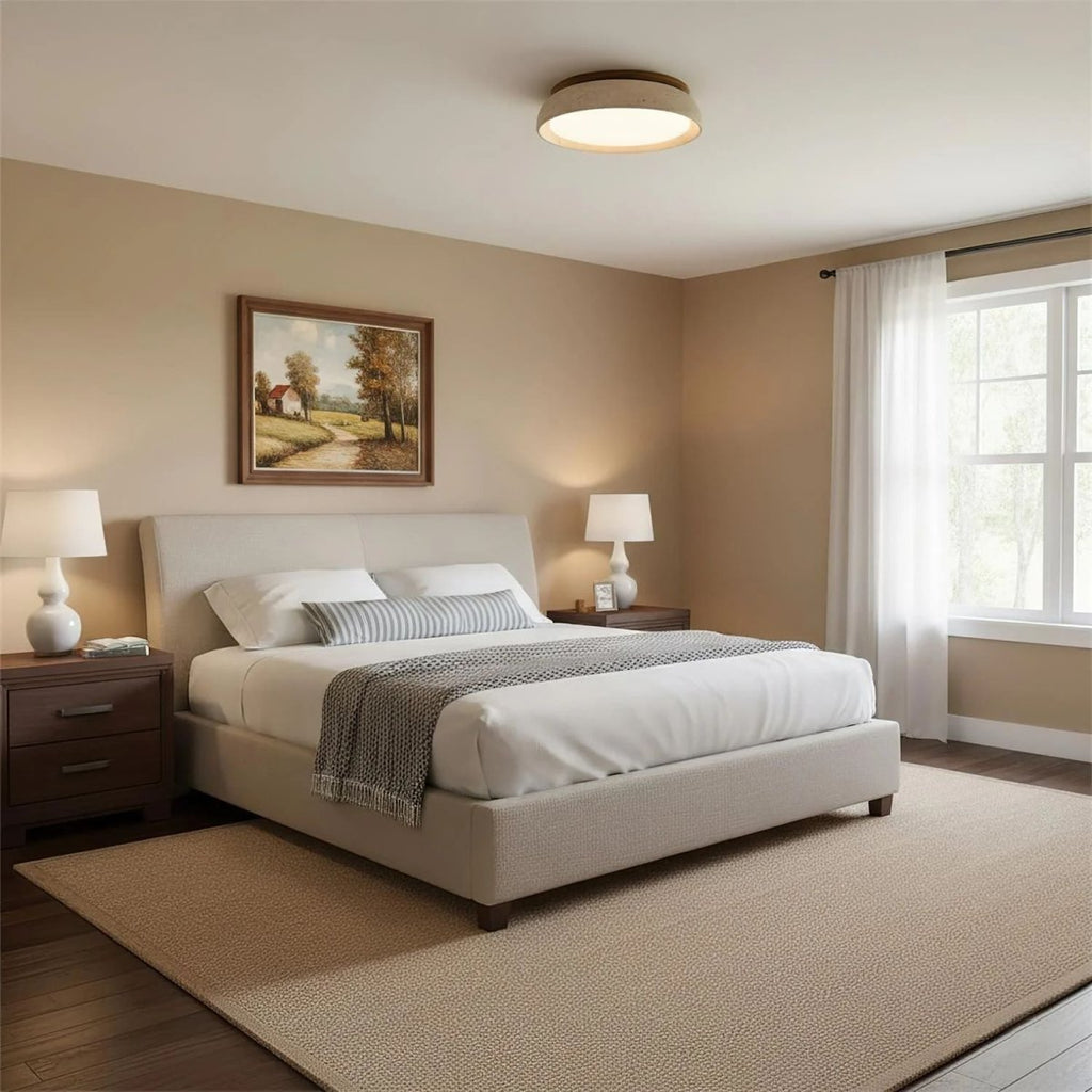 Circular LED Ceiling Light With Stone Frame, 12 Inch Diameter | Temsk