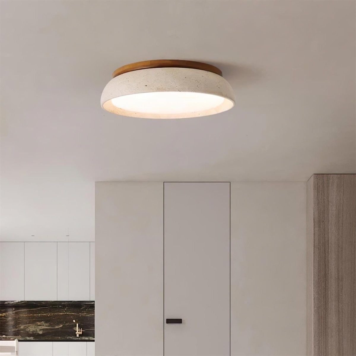 Circular LED Ceiling Light With Stone Frame, 12 Inch Diameter | Temsk