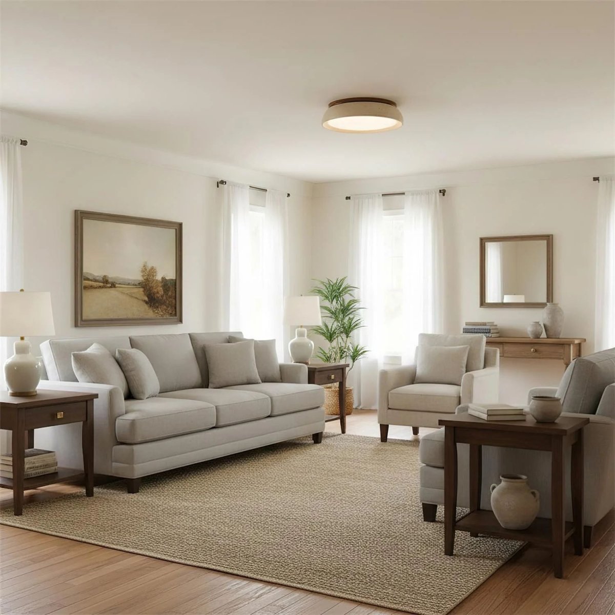 Circular LED Ceiling Light With Stone Frame, 12 Inch Diameter | Temsk