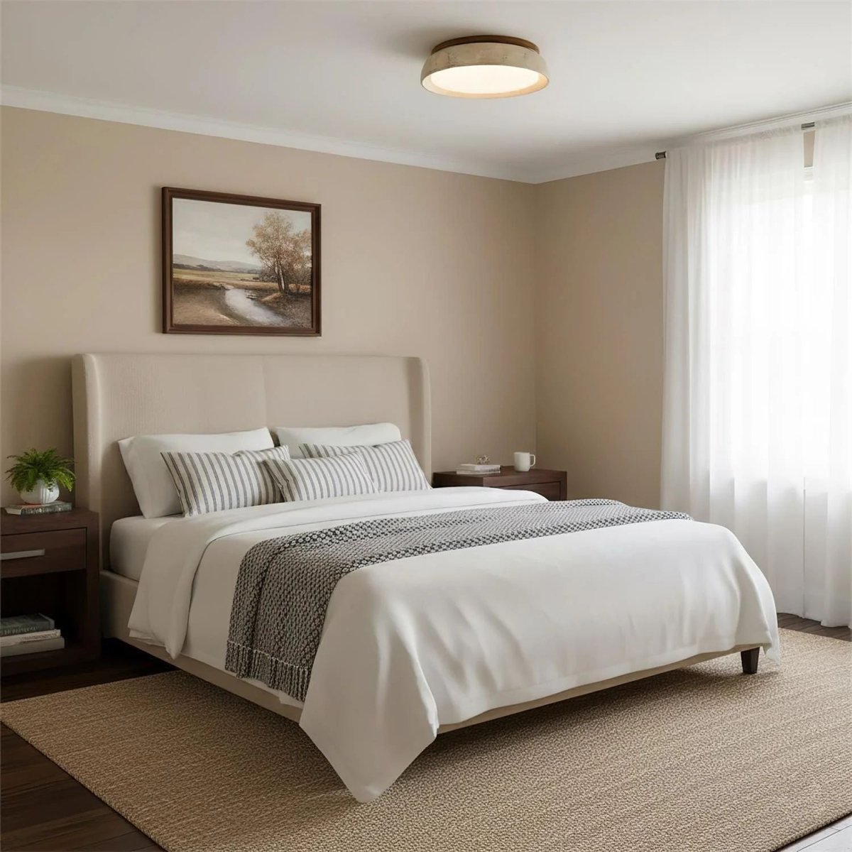 Circular LED Ceiling Light With Stone Frame, 12 Inch Diameter | Temsk