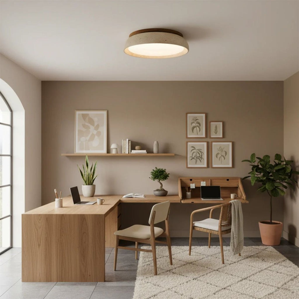 Circular LED Ceiling Light With Stone Frame, 12 Inch Diameter | Temsk