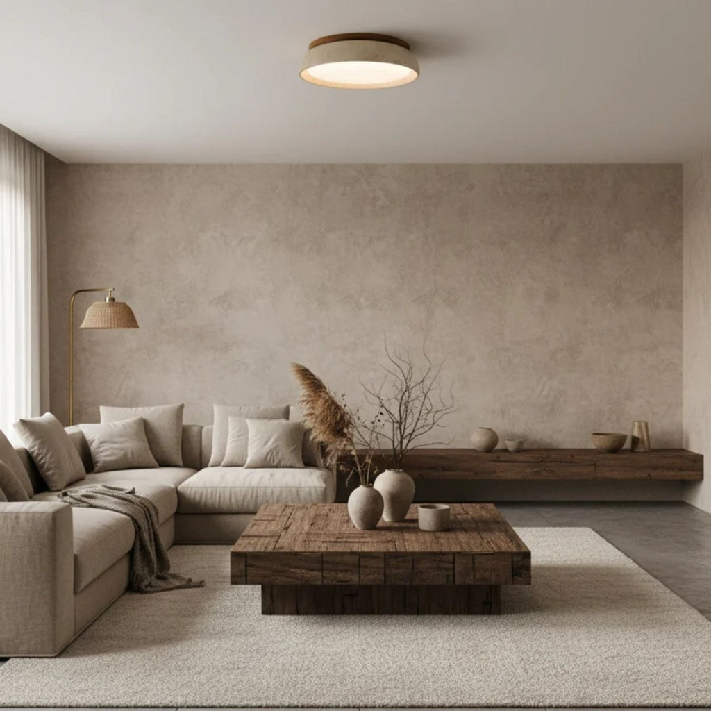 Circular LED Ceiling Light With Stone Frame, 12 Inch Diameter | Temsk