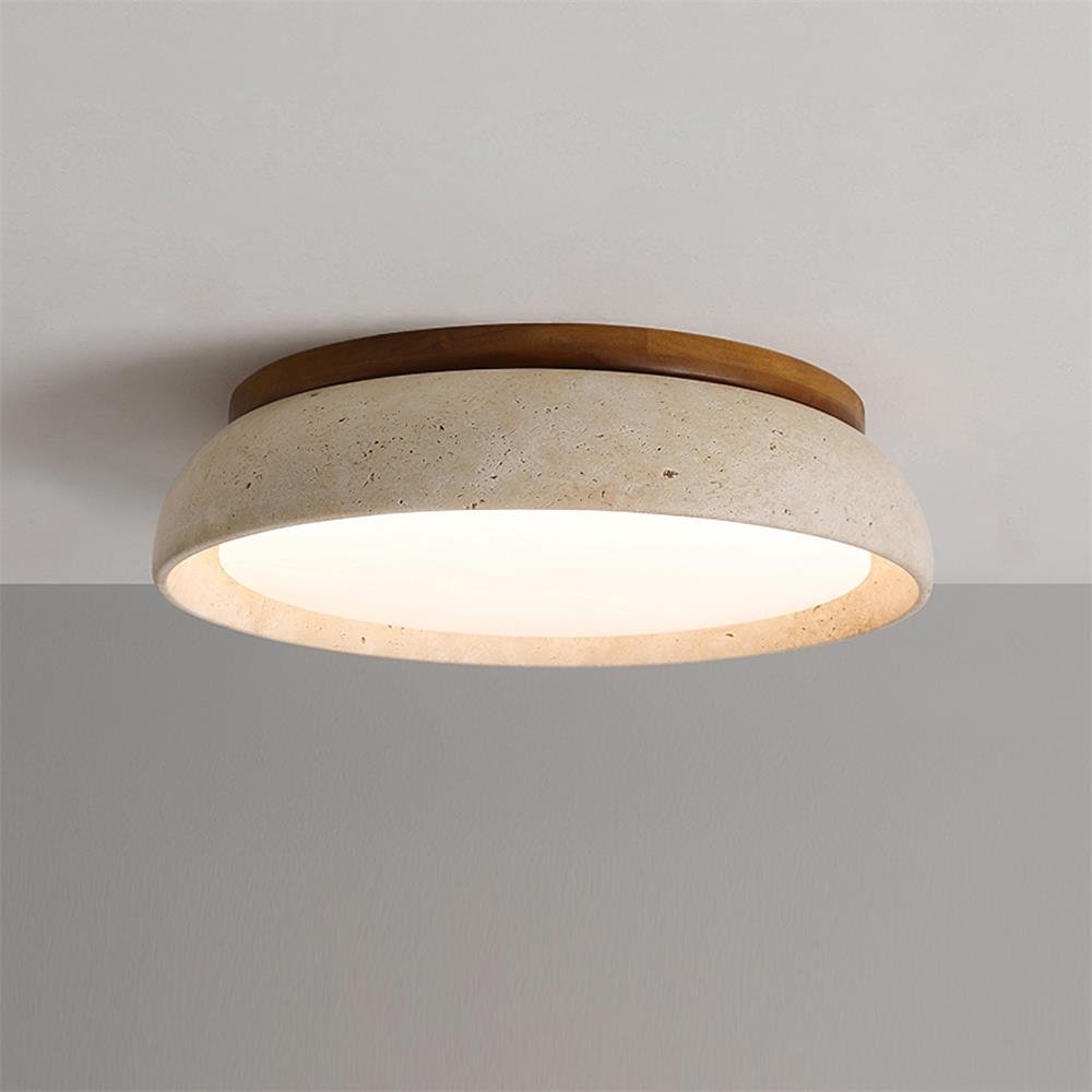 Circular LED Ceiling Light With Stone Frame, 12 Inch Diameter | Temsk