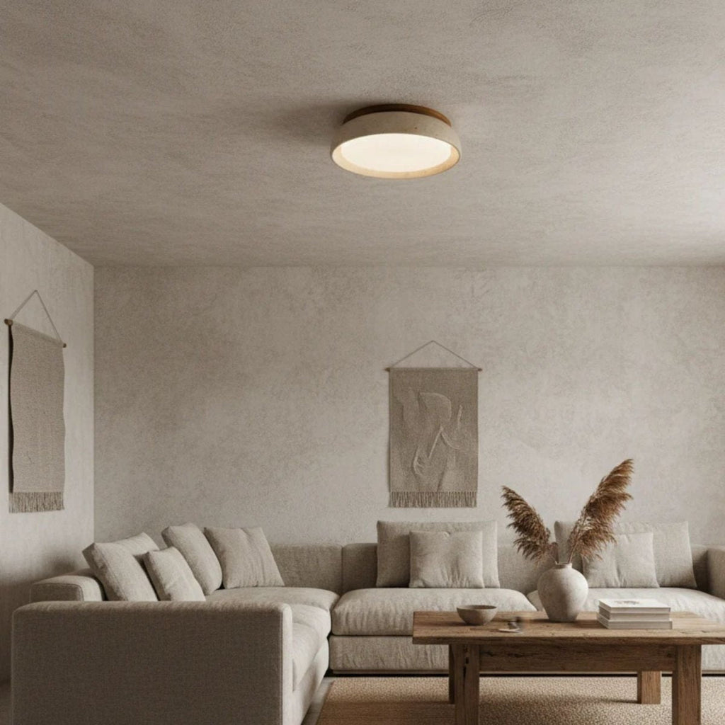 Circular LED Ceiling Light With Stone Frame, 12 Inch Diameter | Temsk