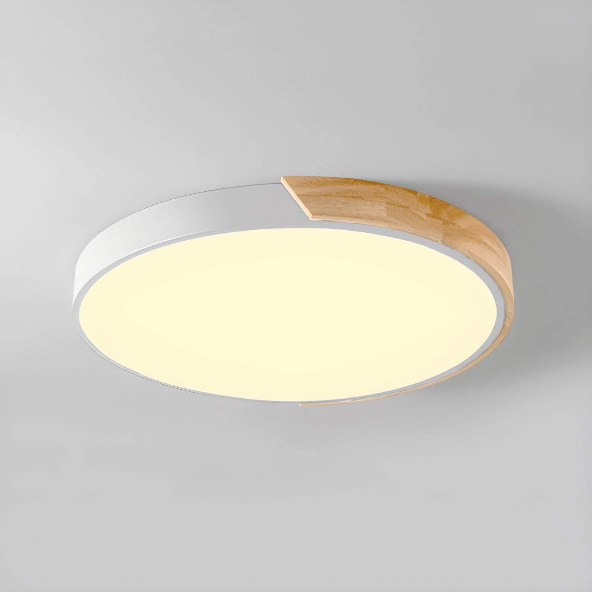 12-Inch Round LED Flush Mount Ceiling Light With Wood Accent | Temsk