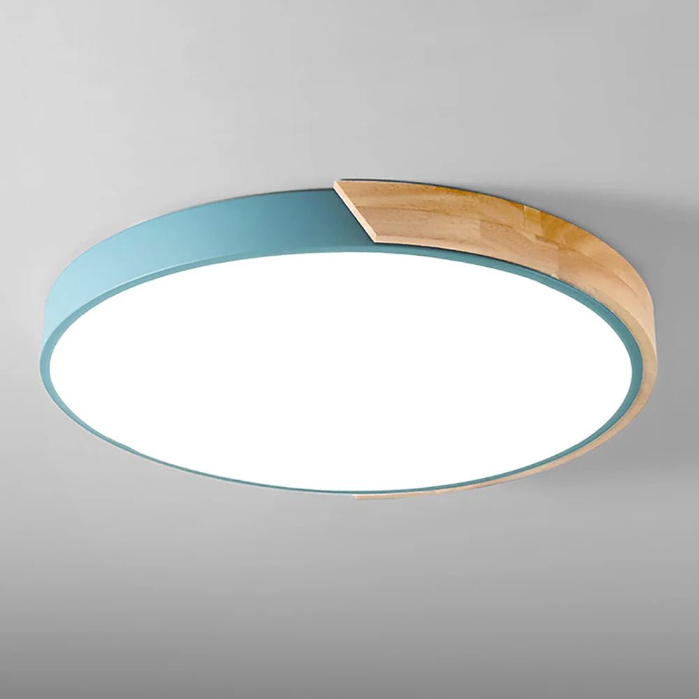 12-Inch Round LED Flush Mount Ceiling Light With Wood Accent | Temsk