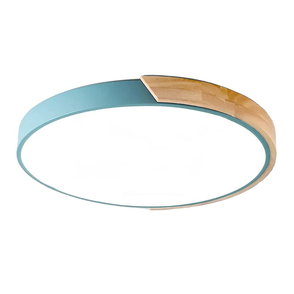 12-Inch Round LED Flush Mount Ceiling Light With Wood Accent | Temsk