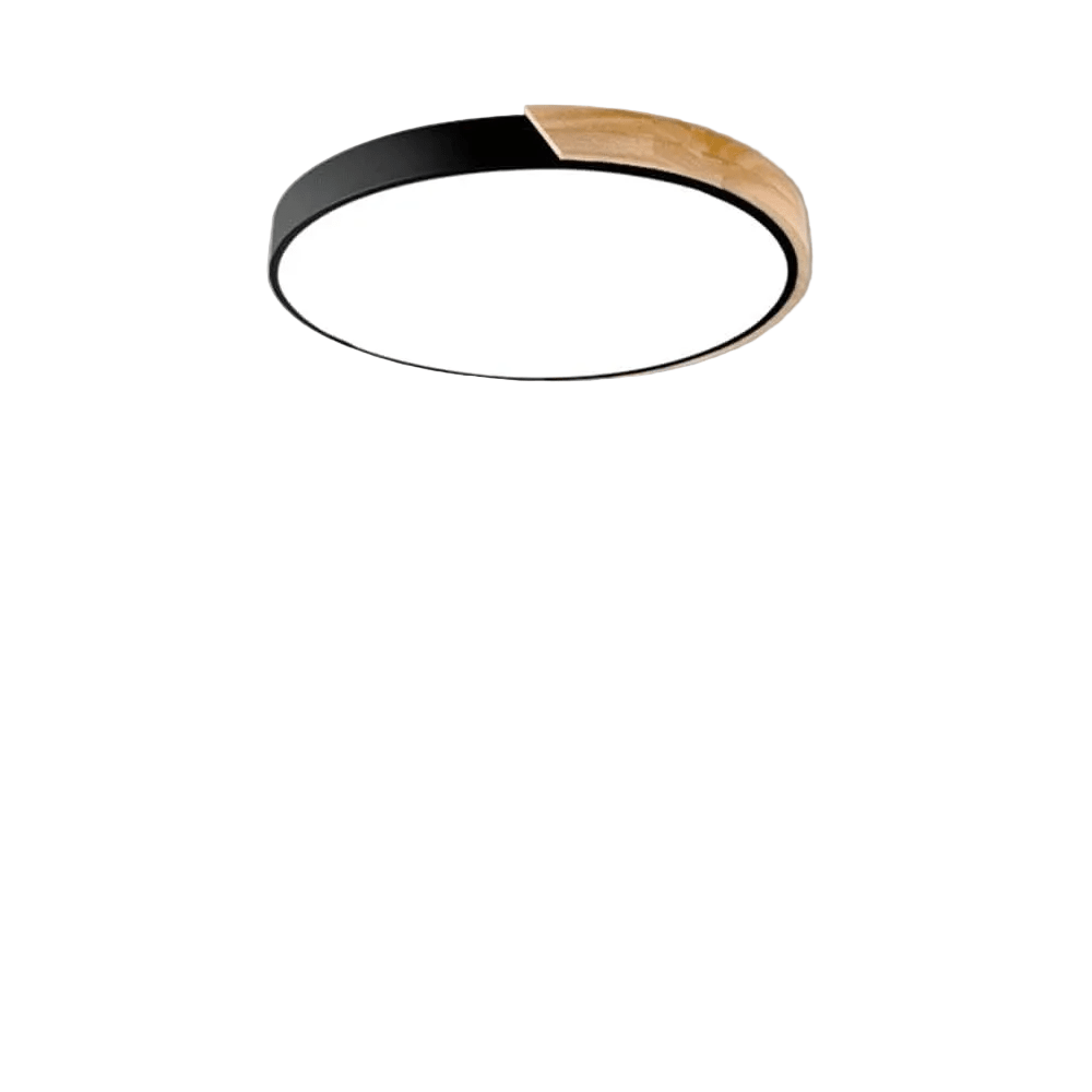 12-Inch Round LED Flush Mount Ceiling Light With Wood Accent | Temsk
