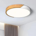 12-Inch Round LED Flush Mount Ceiling Light With Wood Accent | Temsk