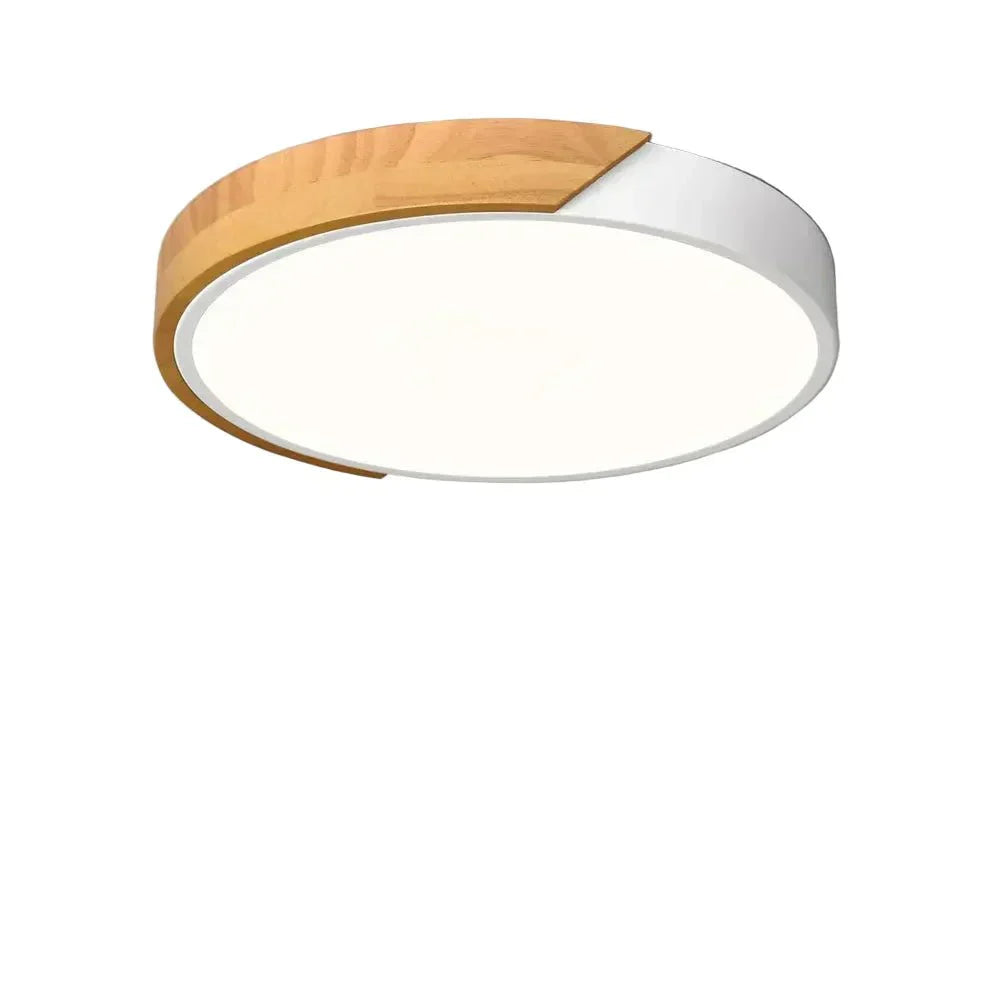 12-Inch Round LED Flush Mount Ceiling Light With Wood Accent | Temsk
