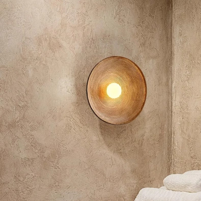 Round LED Wall Sconce, Retro Ceramic Style Resin 1 Light Fixture | Temsk