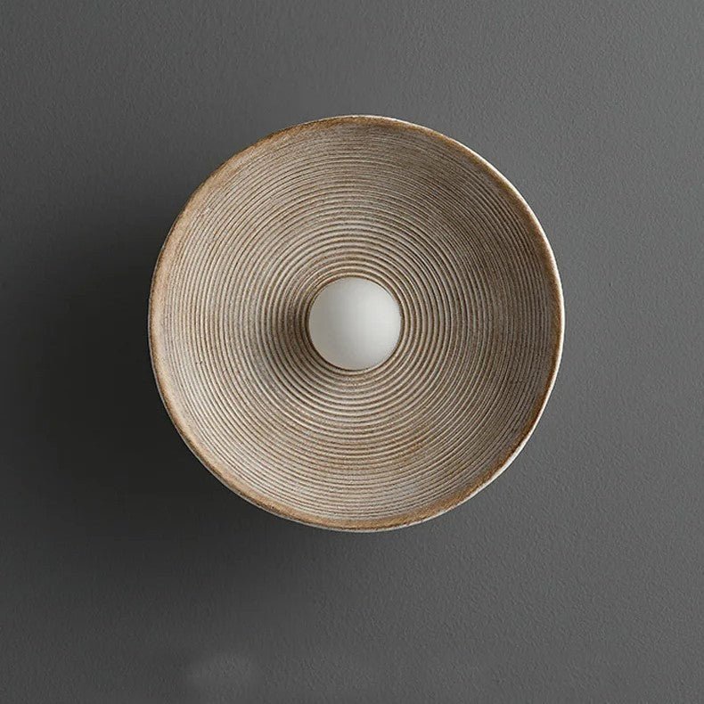 Round LED Wall Sconce, Retro Ceramic Style Resin 1 Light Fixture | Temsk