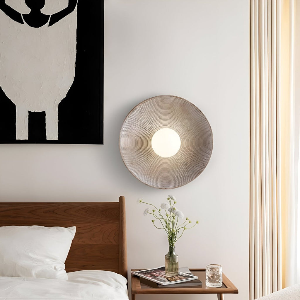Round LED Wall Sconce, Retro Ceramic Style Resin 1 Light Fixture | Temsk
