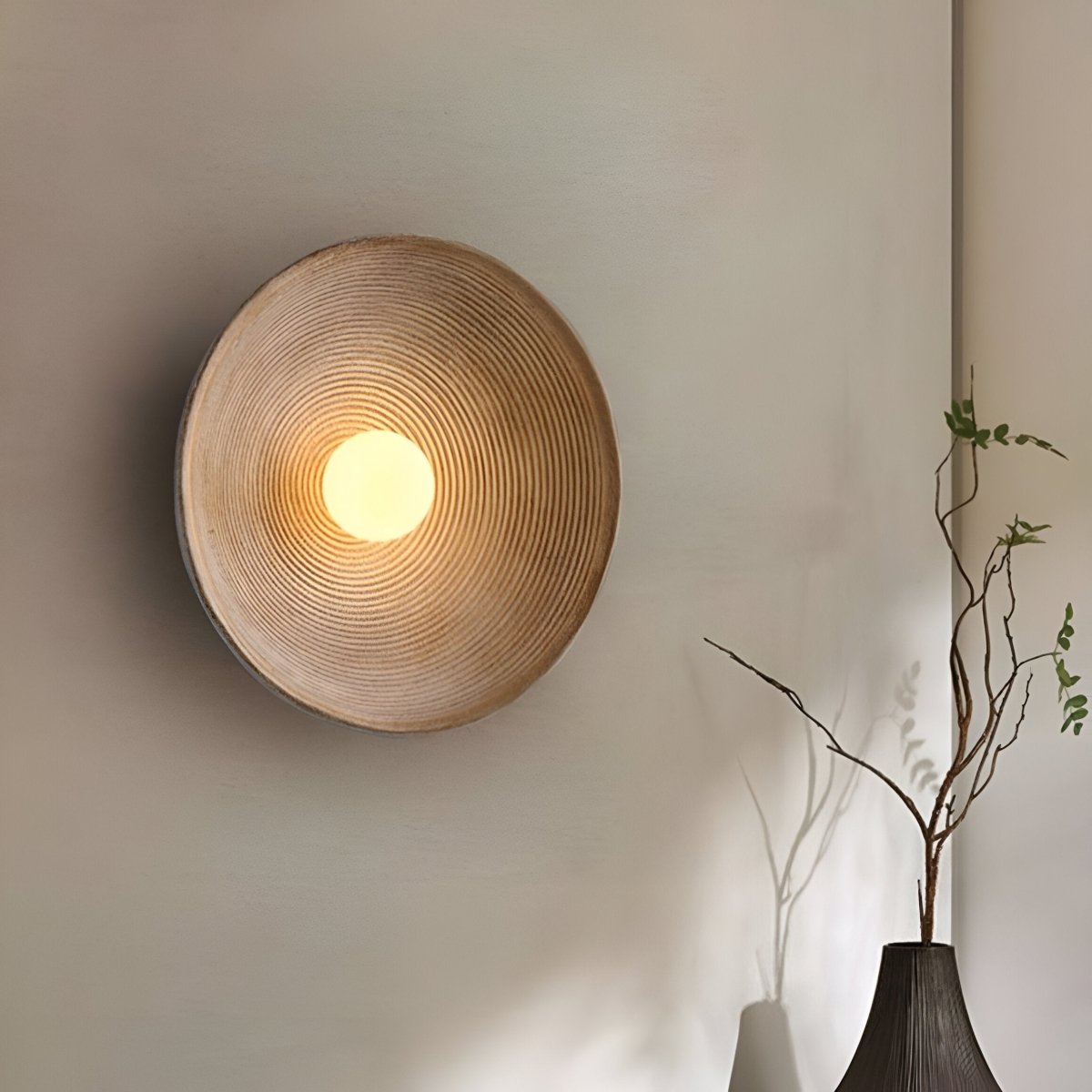 Round LED Wall Sconce, Retro Ceramic Style Resin 1 Light Fixture | Temsk
